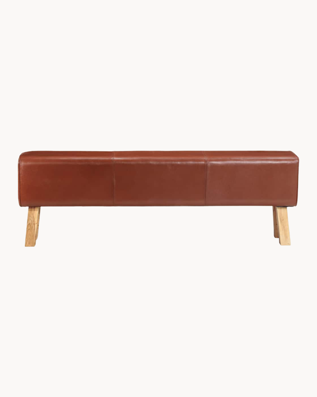 Vintage Παγκάκι Δέρμα & Μασίφ Ξύλο Ακακίας 160cm Καφέ - Image 3