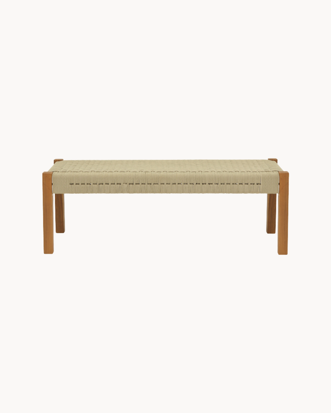 Japandi Παγκάκι Teak & Συνθετικό Σχοινί 150cm Φυσικό - Image 3