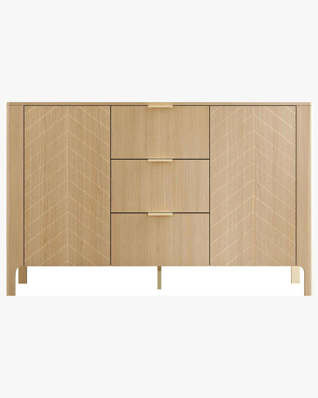 Modern Soft Μπουφές με Herringbone Μοτίβο 154cm Φυσικό - Image 3