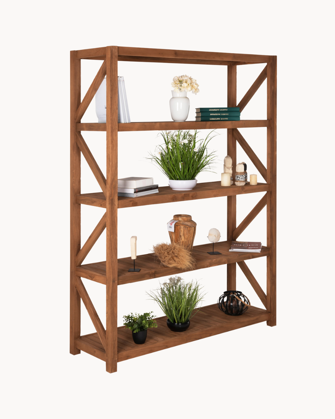 Industrial Natural Βιβλιοθήκη από Ανακυκλωμένο Ξύλο Teak 200cm - Image 6