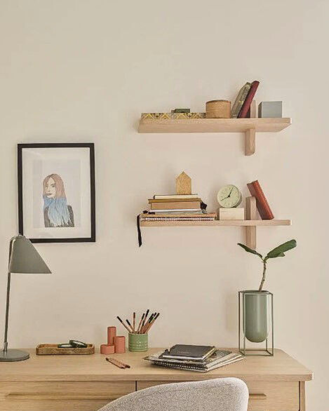 Modern Minimal Ράφι Τοίχου σε Φυσικό 60 cm - Image 2