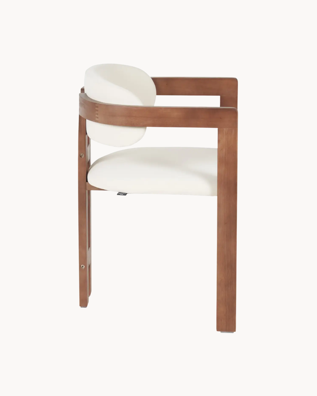 Modern Καρέκλα με Μπράτσα από Μασίφ Ξύλο 59cm Μπεζ - Image 6