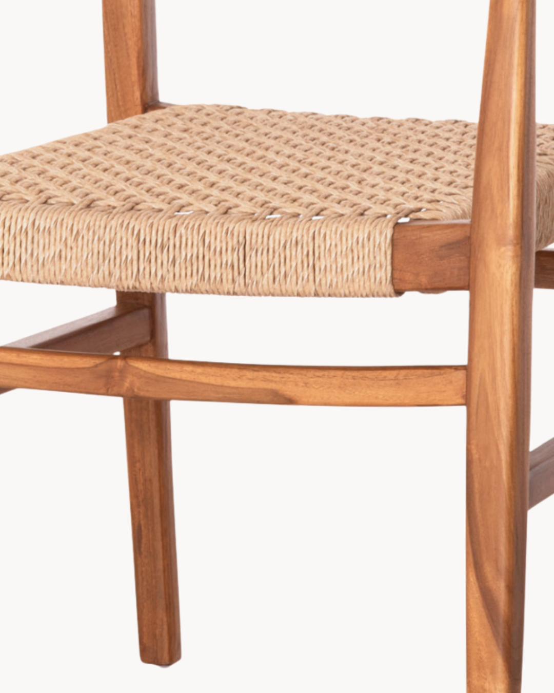 Japandi Πολυθρόνα Τραπεζαρίας από Teak & VIRO Σχοινί 58cm Φυσικό - Image 4