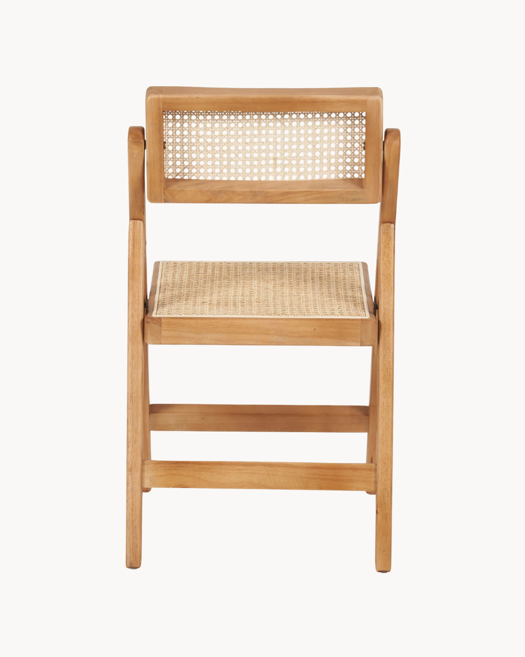 Boho Πτυσσόμενη Καρέκλα από Μασίφ Ξύλο & Φυσικό Rattan 44cm Φυσικό - Image 6