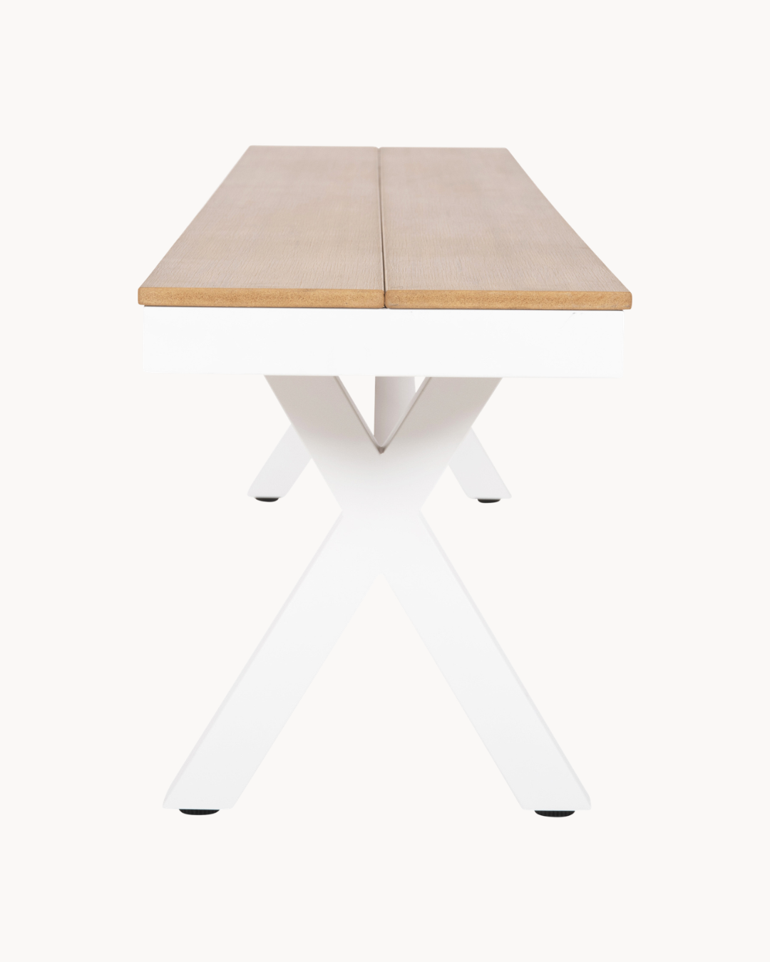 Modern Παγκάκι Αλουμινίου/Polywood Λευκό - Φυσικό Ξύλο 150 cm - Image 4