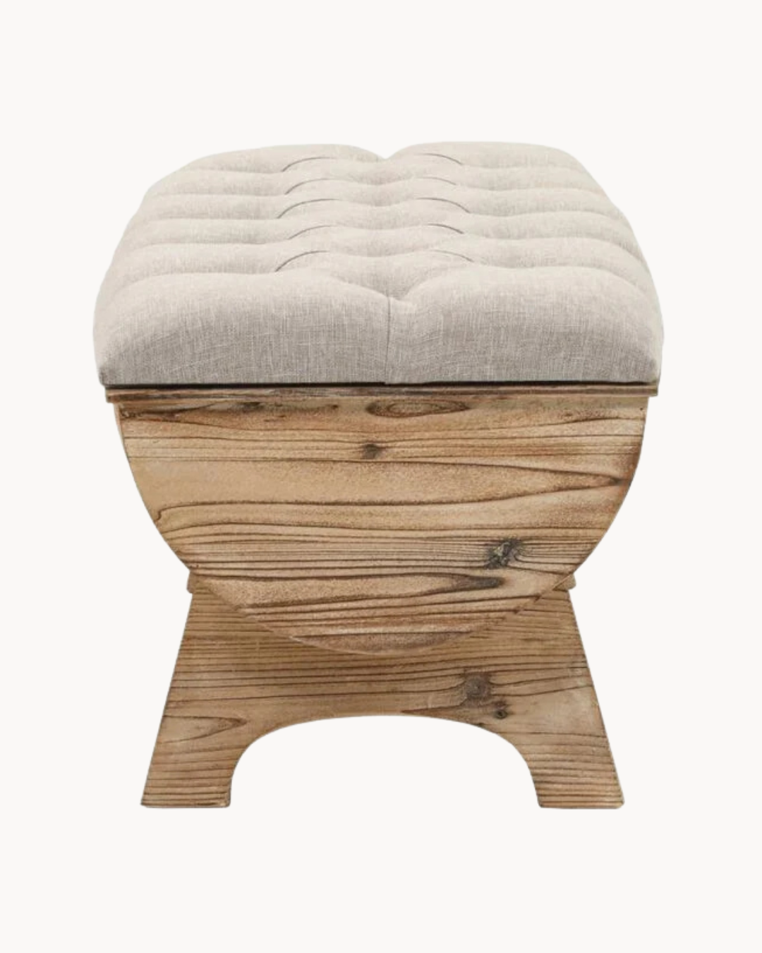 Rustic Vintage Παγκάκι με Αποθηκευτικό Χώρο Barrel Design 103cm Κρεμ-Καφέ - Image 5