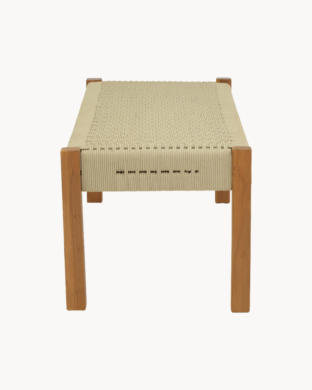 Japandi Παγκάκι Teak & Συνθετικό Σχοινί 150cm Φυσικό - Image 4
