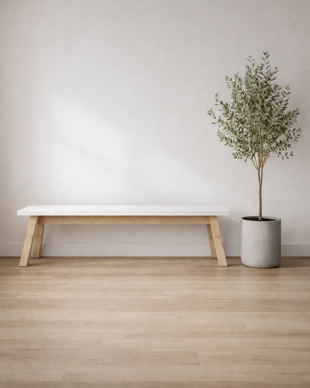 Modern Minimal Παγκάκι Laminate & Μασίφ Ξύλο 170cm Φυσικό - Image 2
