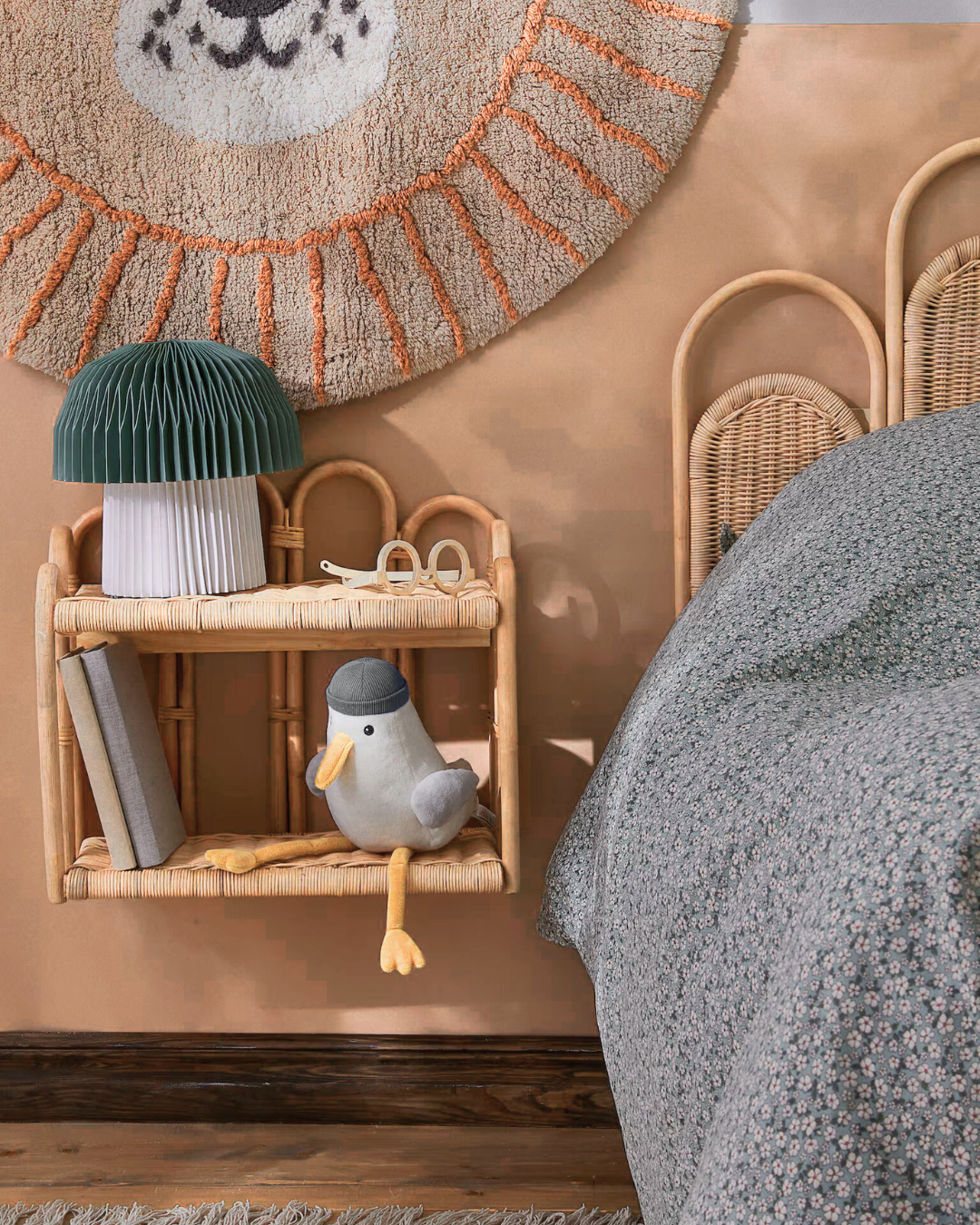 Boho Natural Ράφι Τοίχου από Φυσικό Rattan 44cm - Image 2