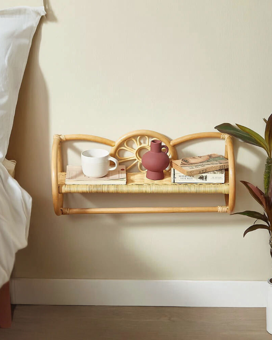 Boho Natural Ράφι Τοίχου από Φυσικό Rattan 59cm - Image 2