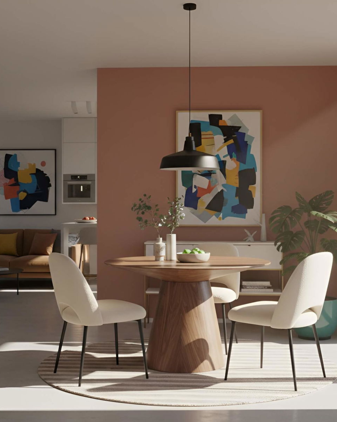 Modern Minimal Στρογγυλό Τραπέζι Τραπεζαρίας 120 εκ. Καφέ - Image 4
