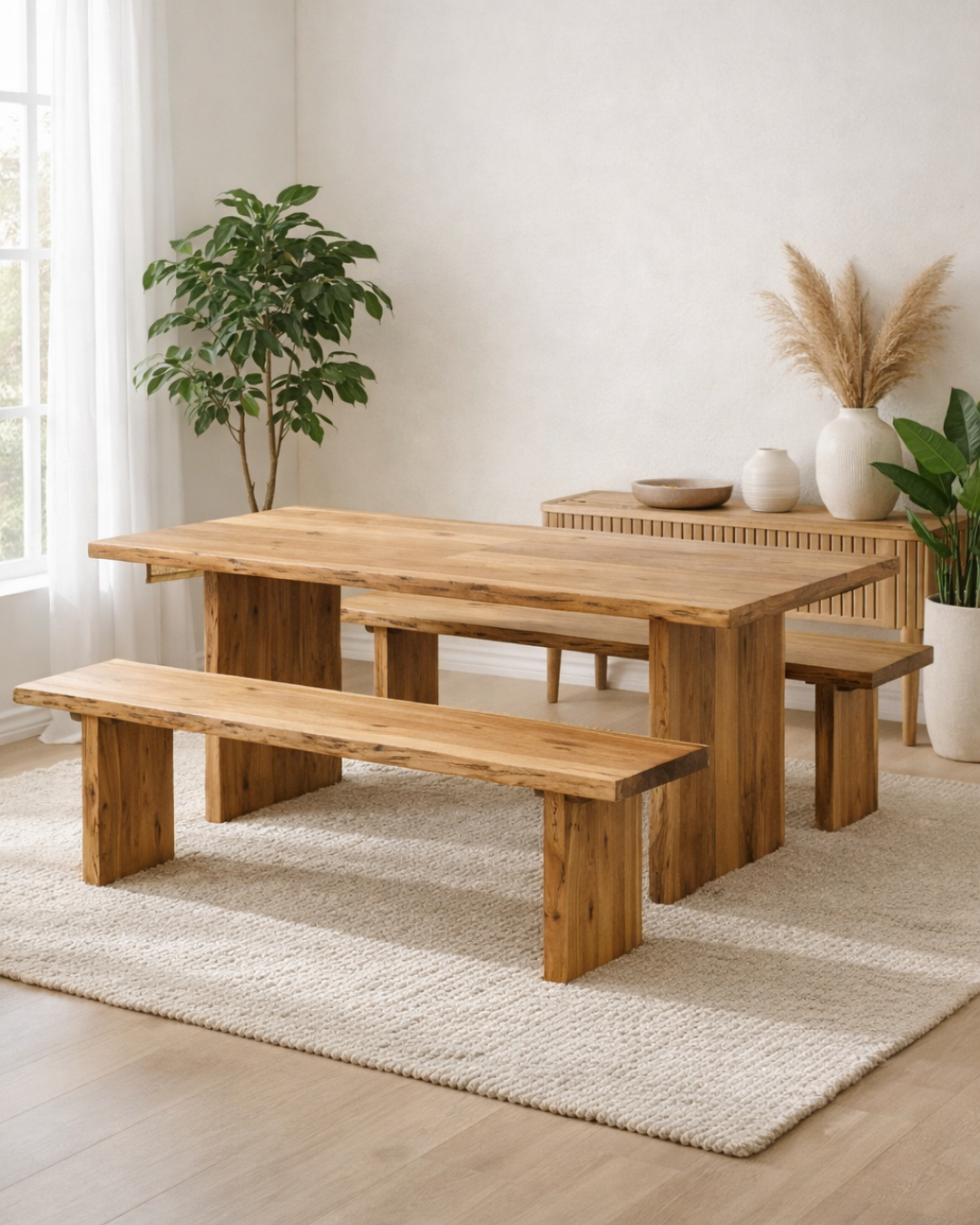 Organic Modern Ξύλινο Τραπέζι Τραπεζαρίας 160 εκ. Φυσικό - Image 2