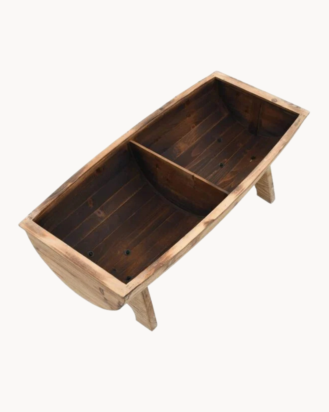 Rustic Vintage Παγκάκι με Αποθηκευτικό Χώρο Barrel Design 103cm Κρεμ-Καφέ - Image 4