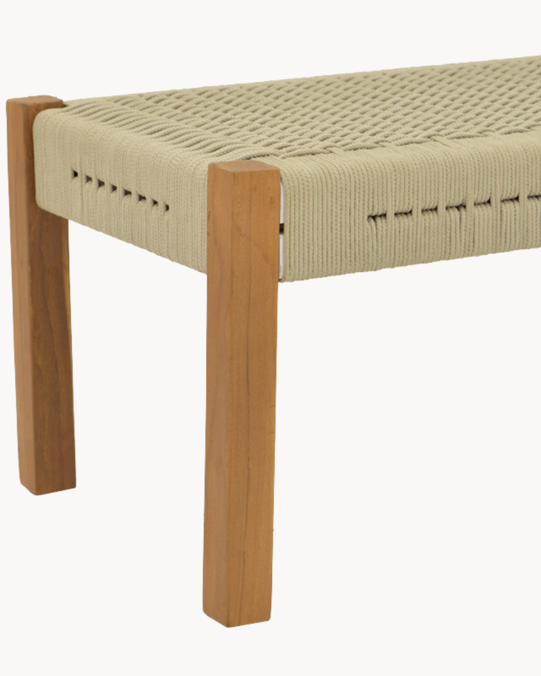Japandi Παγκάκι Teak & Συνθετικό Σχοινί 150cm Φυσικό - Image 5