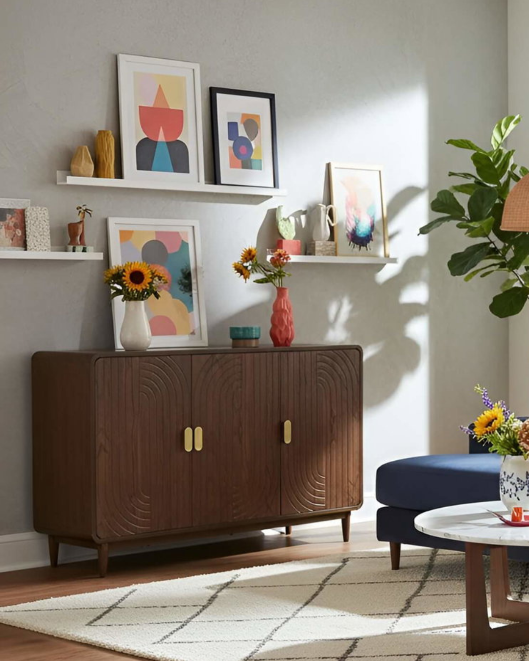 Modern Elegant Μπουφές σε Καφέ Χρώμα 117cm - Image 4