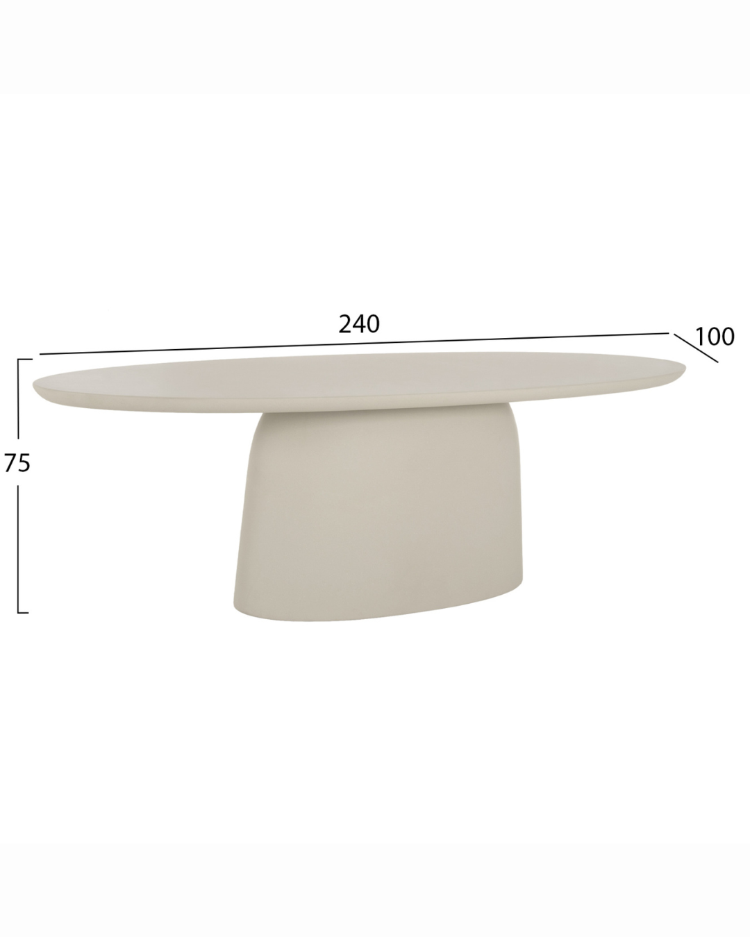 Contemporary Minimal Οβάλ Τραπέζι Τραπεζαρίας 240 cm Μπεζ - Image 5