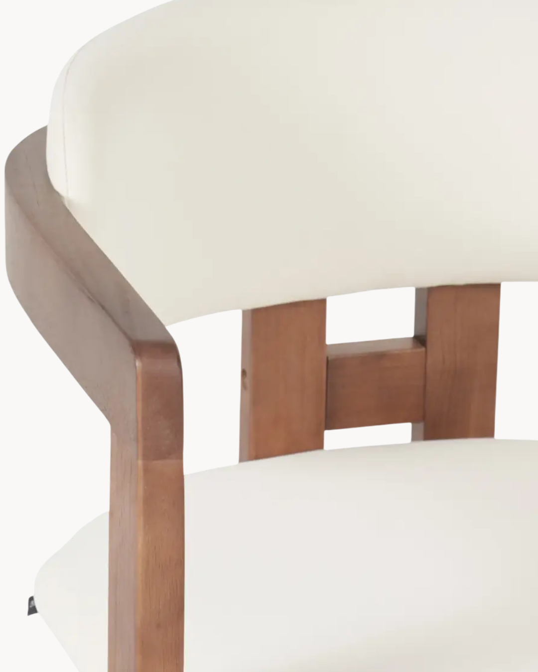 Modern Καρέκλα με Μπράτσα από Μασίφ Ξύλο 59cm Μπεζ - Image 4