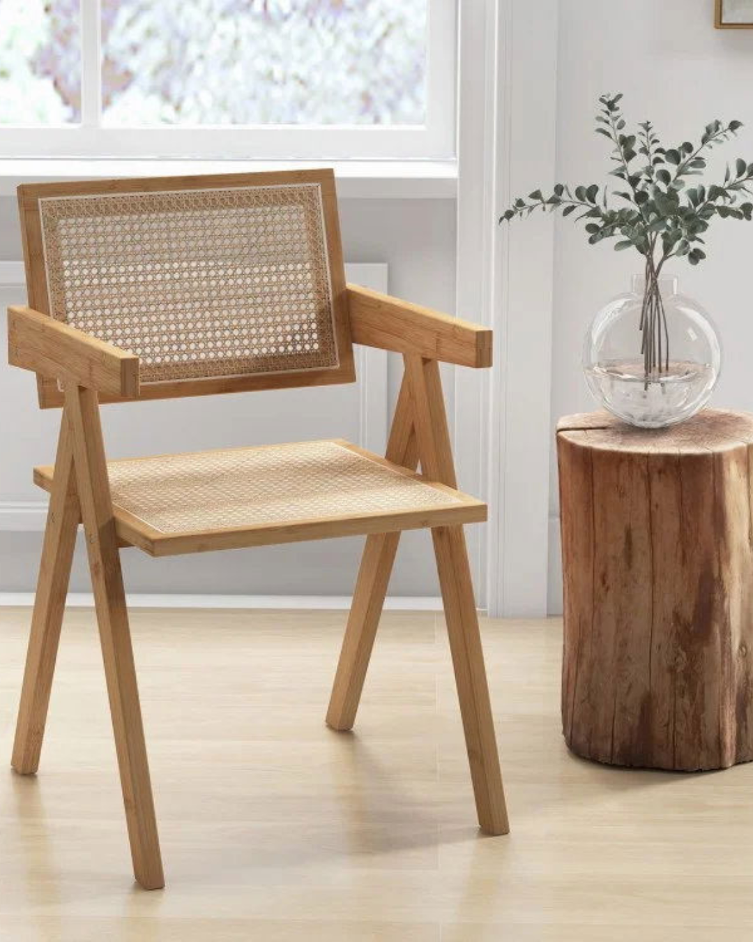 Boho Πολυθρόνα από Μασίφ Ξύλο & Φυσικό Rattan 51cm Φυσικό - Image 2