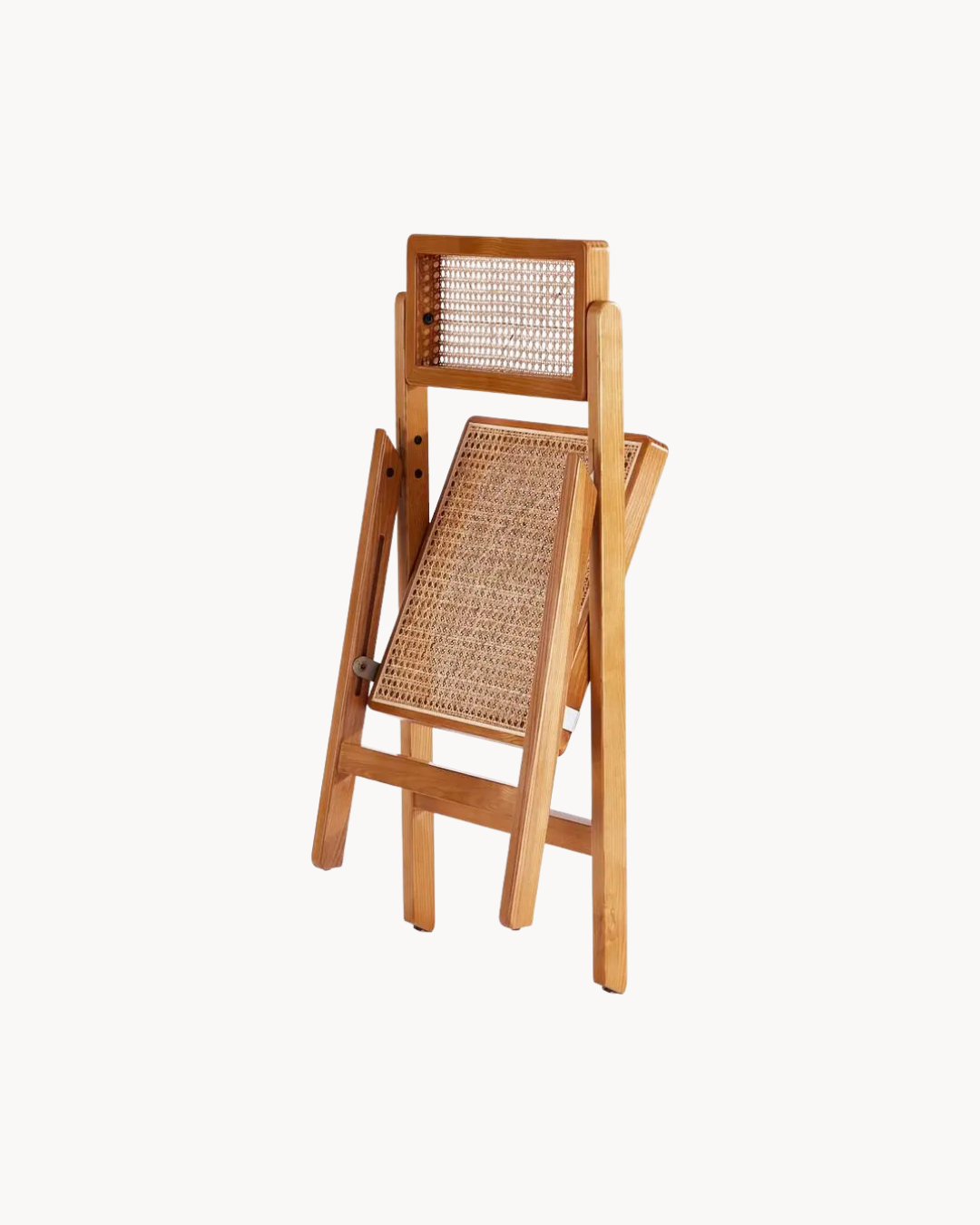 Boho Πτυσσόμενη Καρέκλα από Μασίφ Ξύλο & Φυσικό Rattan 44cm Φυσικό - Image 7