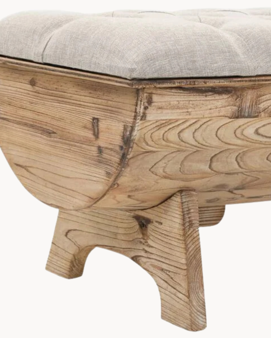 Rustic Vintage Παγκάκι με Αποθηκευτικό Χώρο Barrel Design 103cm Κρεμ-Καφέ - Image 7