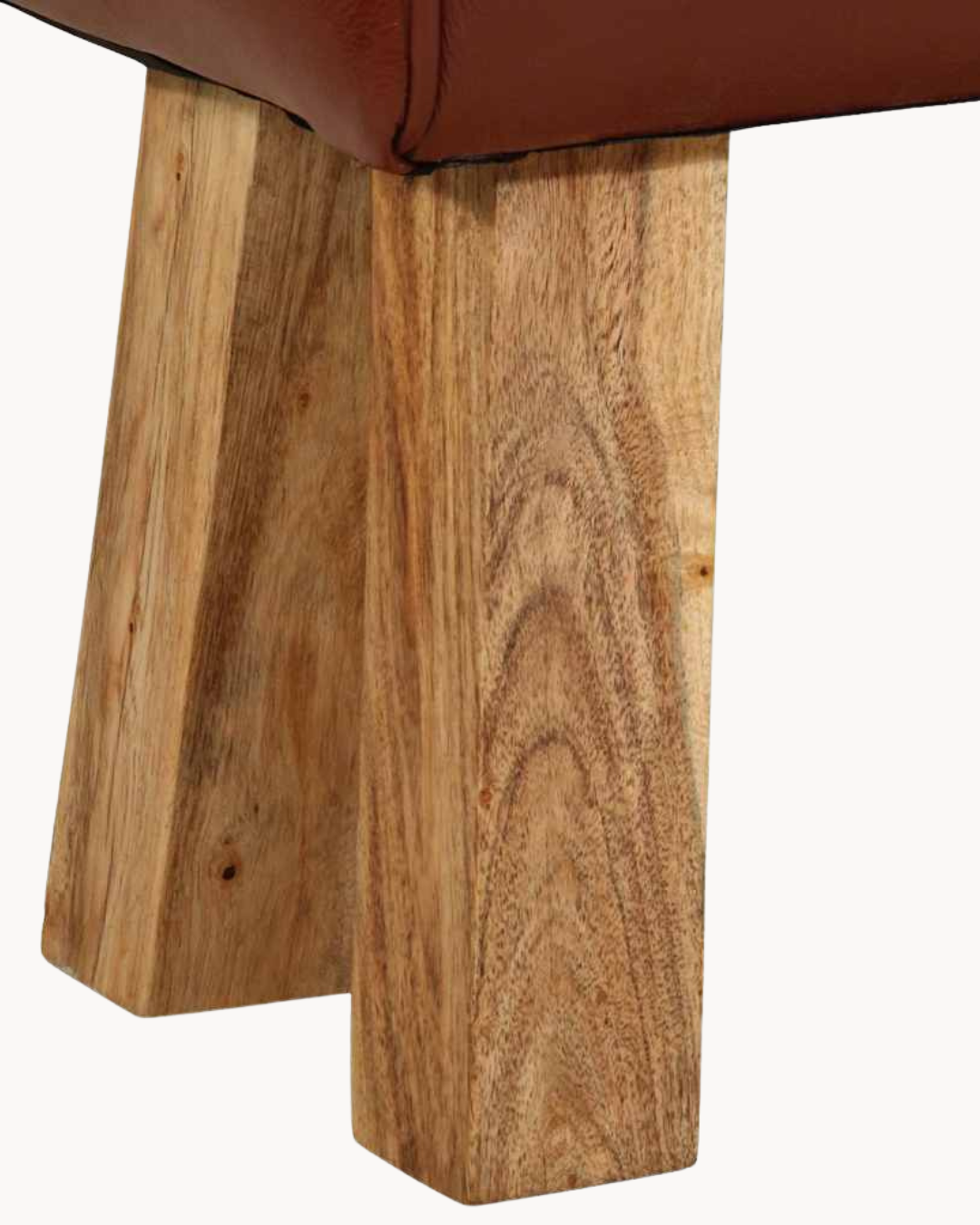 Vintage Παγκάκι Δέρμα & Μασίφ Ξύλο Ακακίας 160cm Καφέ - Image 6