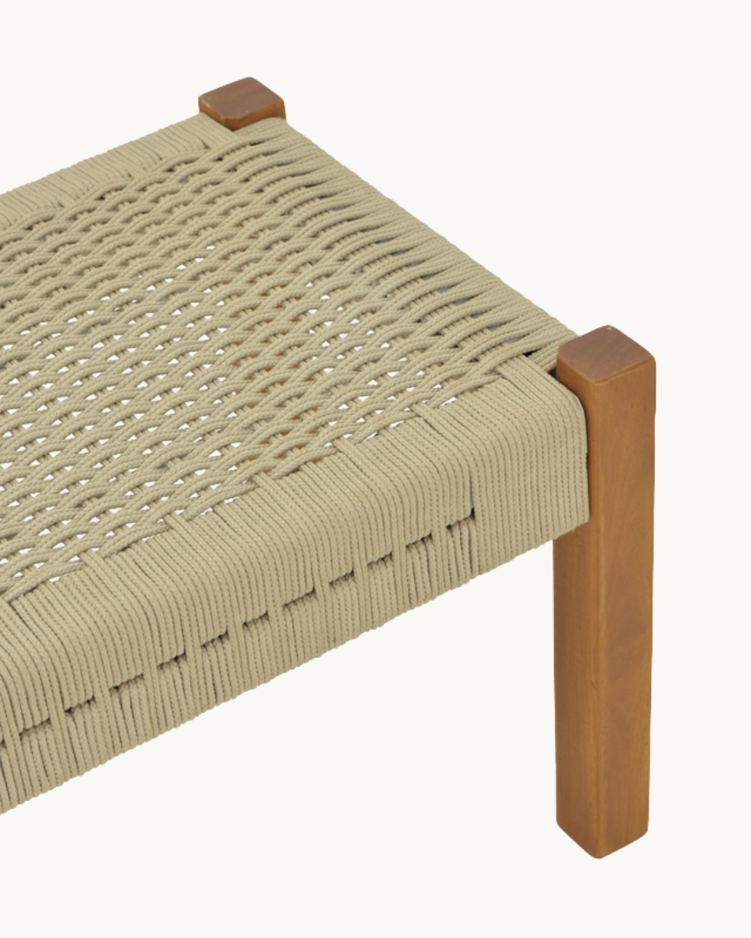 Japandi Παγκάκι Teak & Συνθετικό Σχοινί 150cm Φυσικό - Image 6
