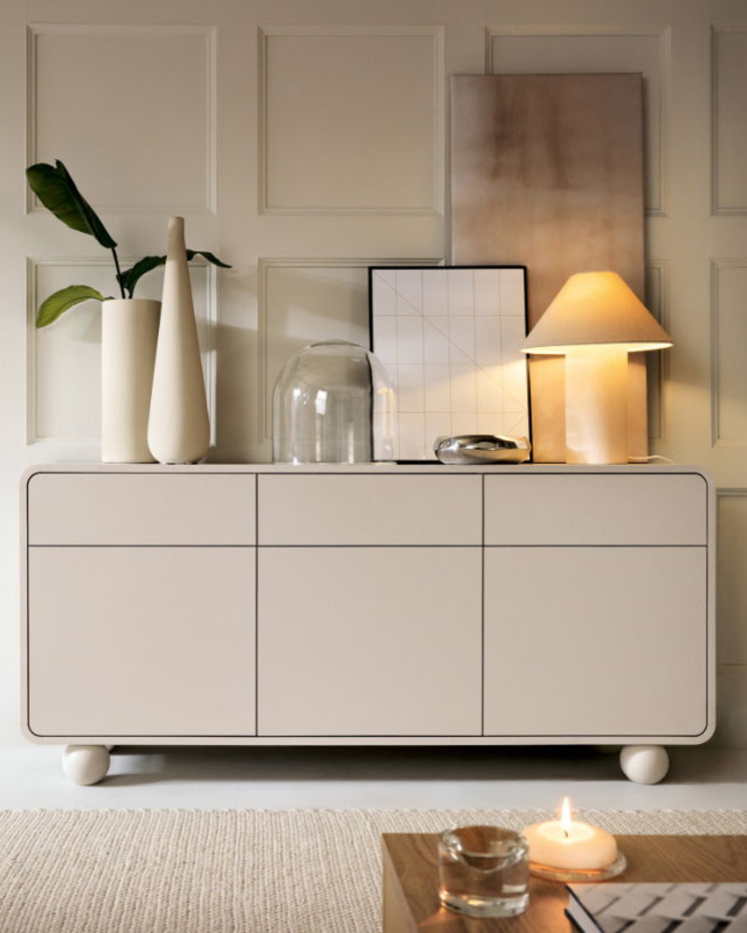 Modern Soft Μπουφές με Καμπύλες σε Minimal Design 160cm Κασμίρ χρώμα - Image 2