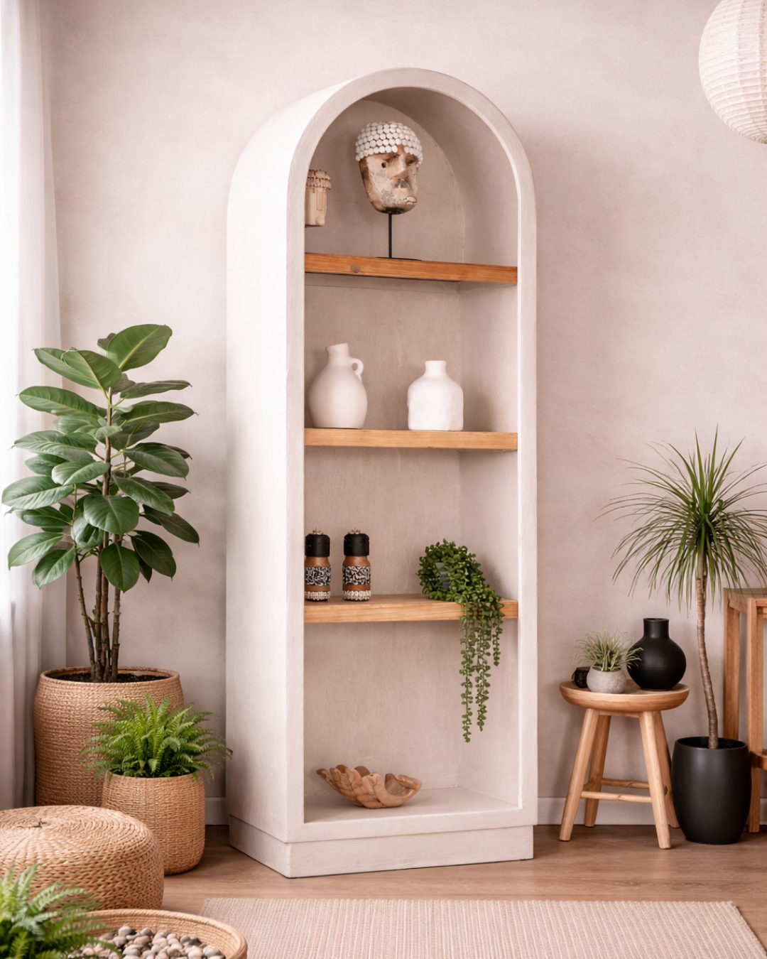 Island Boho Cement Look Ραφιέρα από MDF & Ξύλο Ελάτου 179cm - Image 2