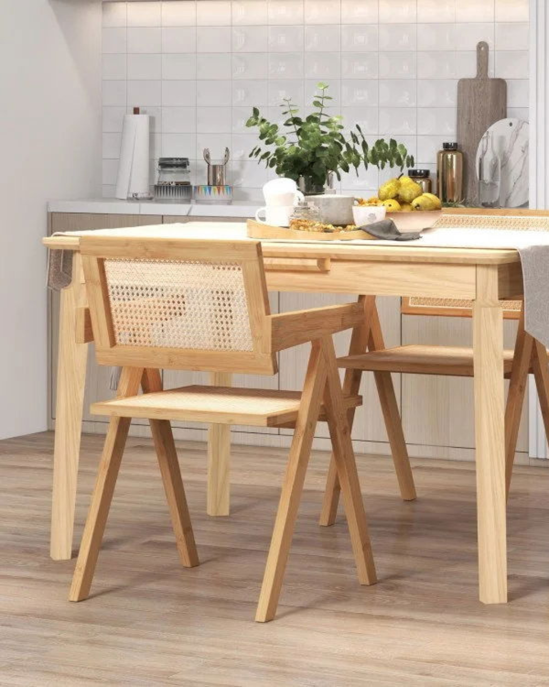 Boho Πολυθρόνα από Μασίφ Ξύλο & Φυσικό Rattan 51cm Φυσικό - Image 5