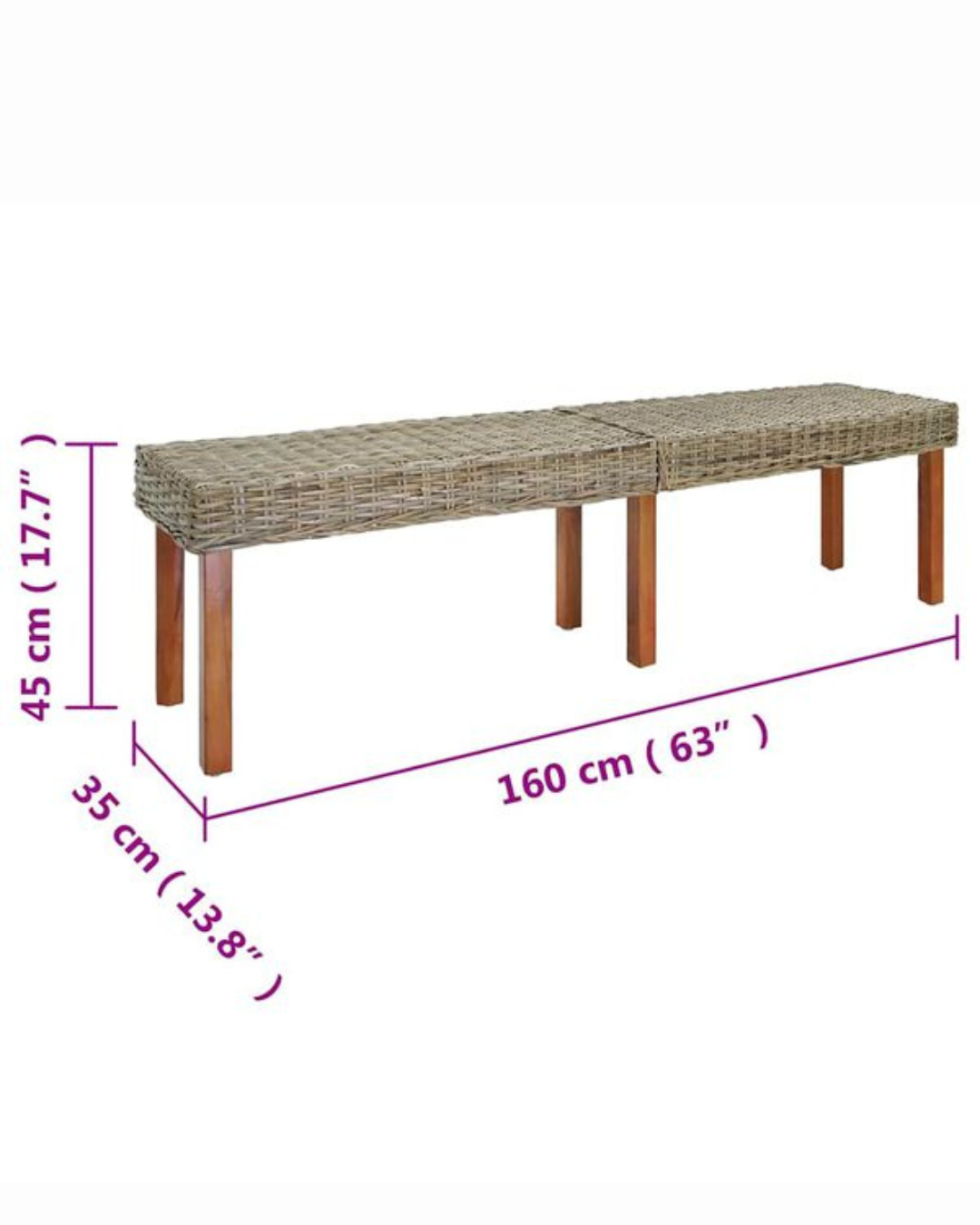 Rustic Natural Παγκάκι Μασίφ Ξύλου Μάνγκο 160cm Φυσικό - Image 6