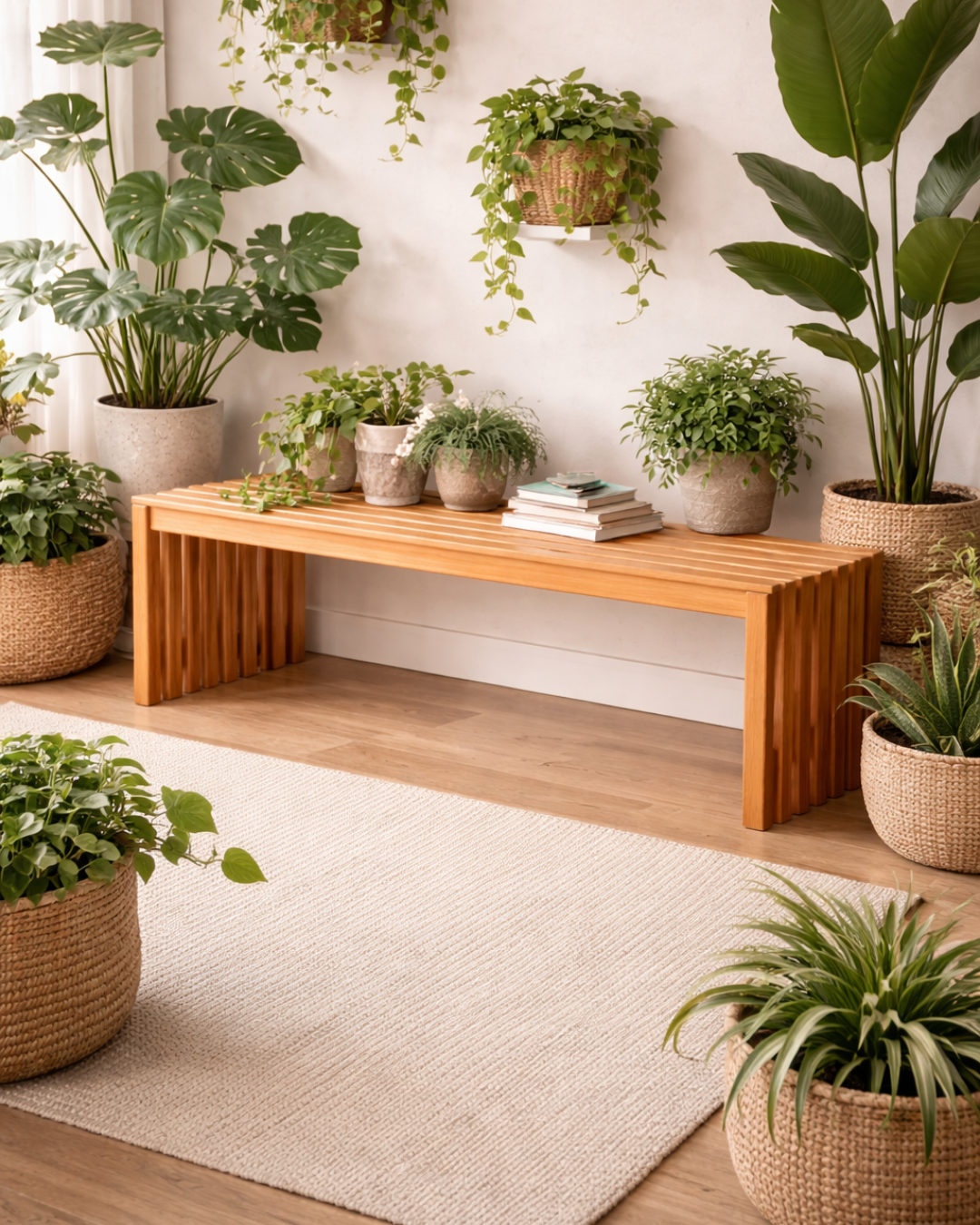Japandi Organic Παγκάκι Μασίφ Ξύλο Teak 140cm Φυσικό - Image 2