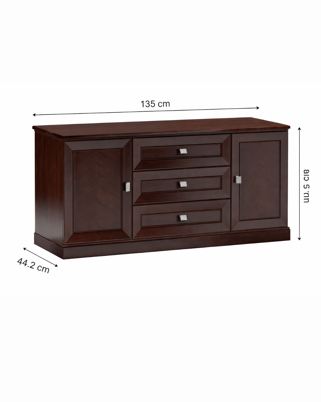 Classic Elegant Μπουφές Με 3 Συρτάρια 135cm Καφέ - Image 5