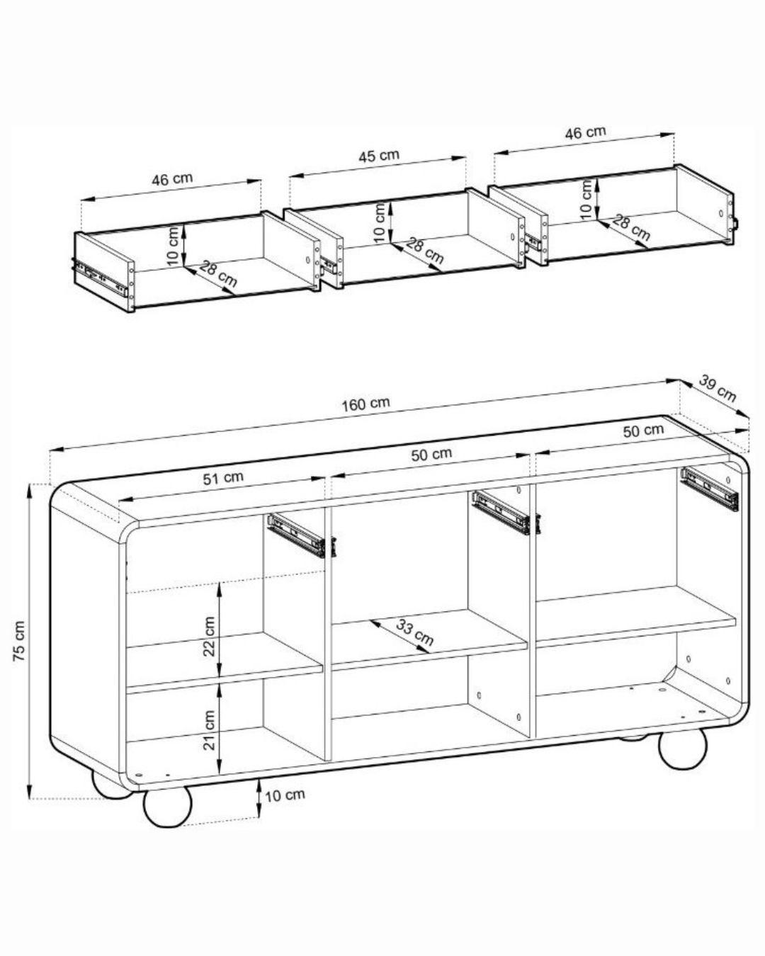 Modern Soft Μπουφές με Καμπύλες σε Minimal Design 160cm Κασμίρ χρώμα - Image 6