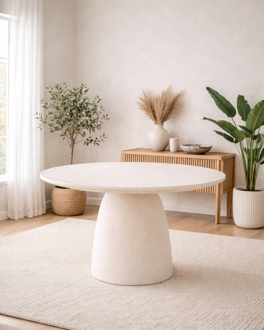 Modern Minimal Στρογγυλό Τραπέζι Τραπεζαρίας Φ119,5 cm Λευκό - Image 2