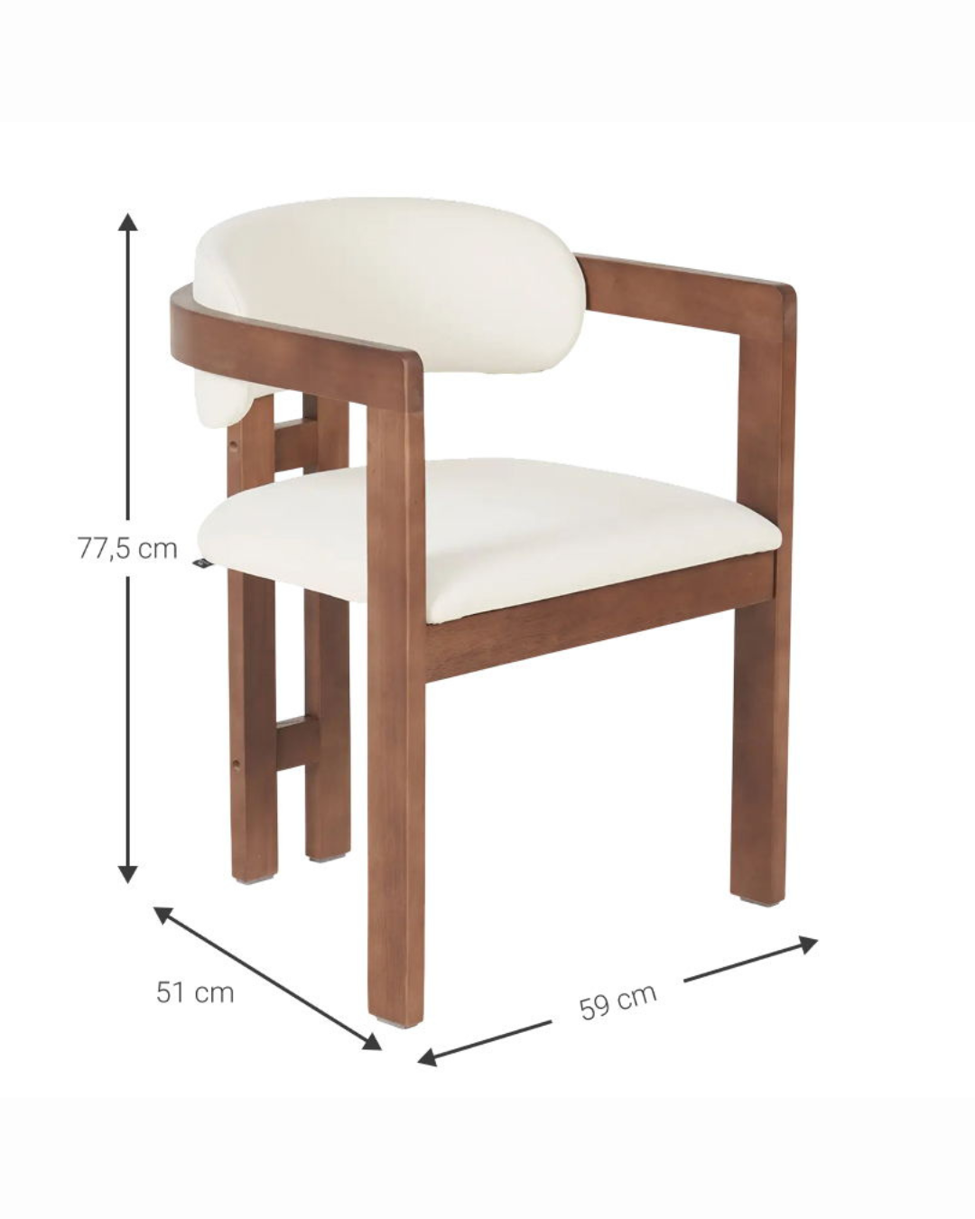 Modern Καρέκλα με Μπράτσα από Μασίφ Ξύλο 59cm Μπεζ - Image 7