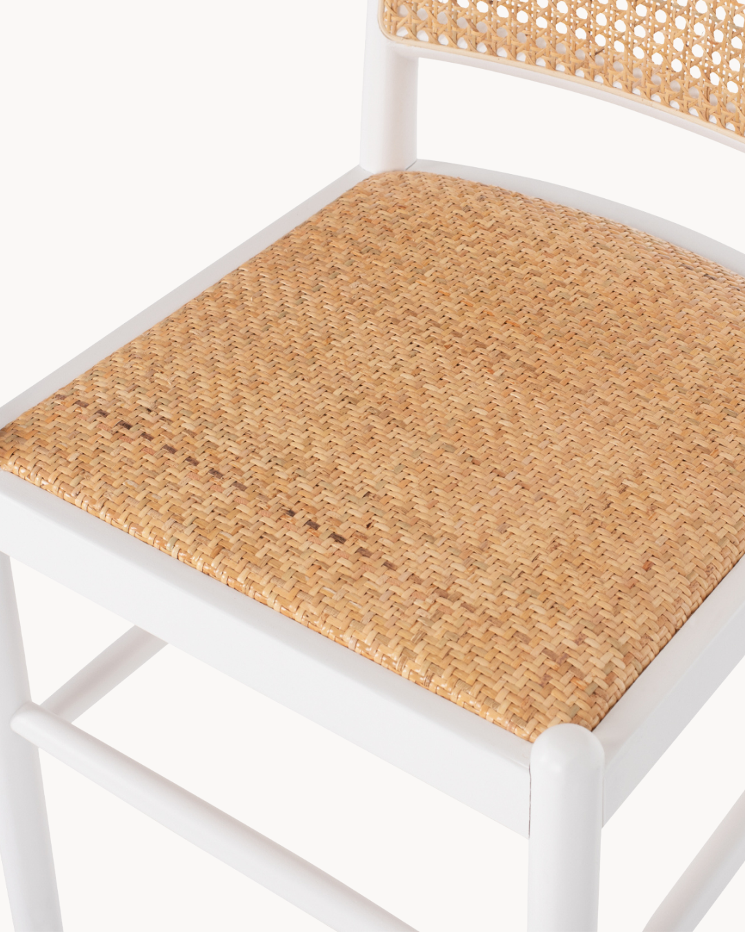 French Bistro Καρέκλα από Μασίφ Οξιά & Rattan 43cm Λευκό - Image 5
