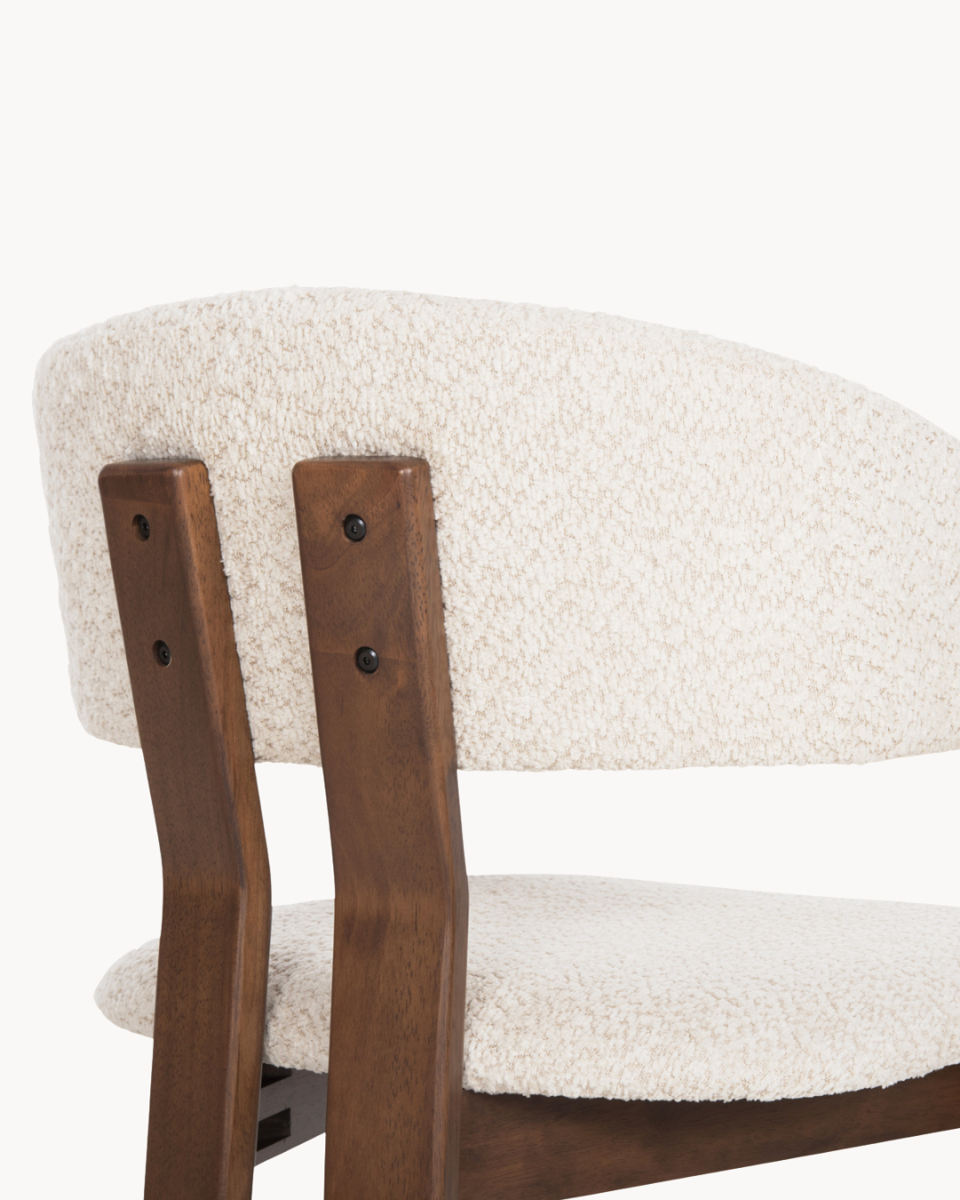 Modern Καρέκλα Τραπεζαρίας από ξύλο rubberwood–μπουκλέ ύφασμα 55,5 cm εκρού - Image 4