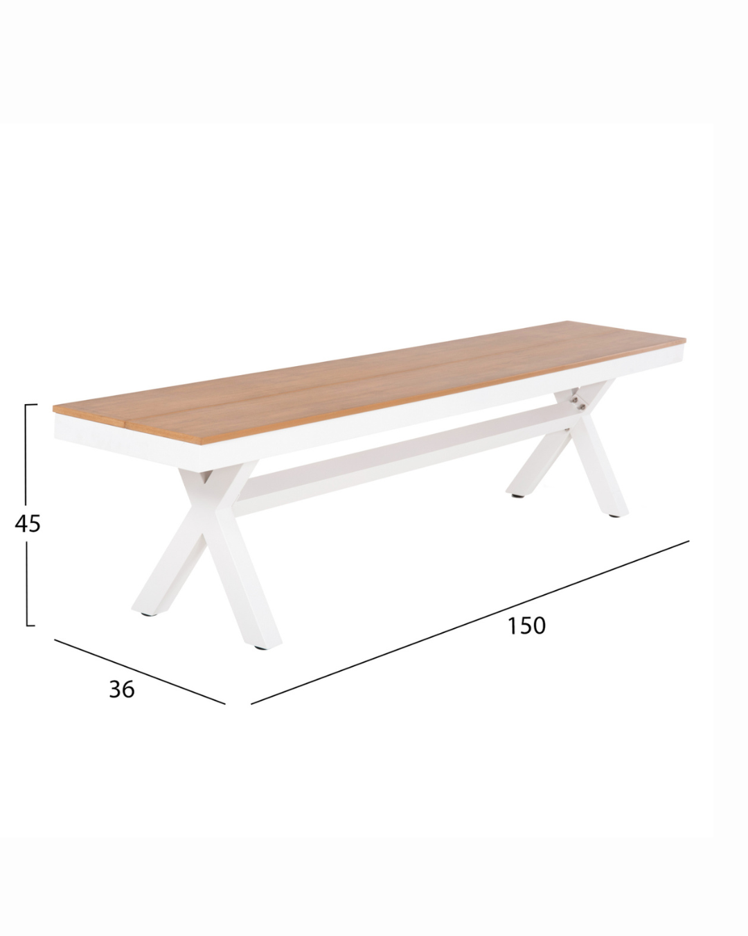 Modern Παγκάκι Αλουμινίου/Polywood Λευκό - Φυσικό Ξύλο 150 cm - Image 7
