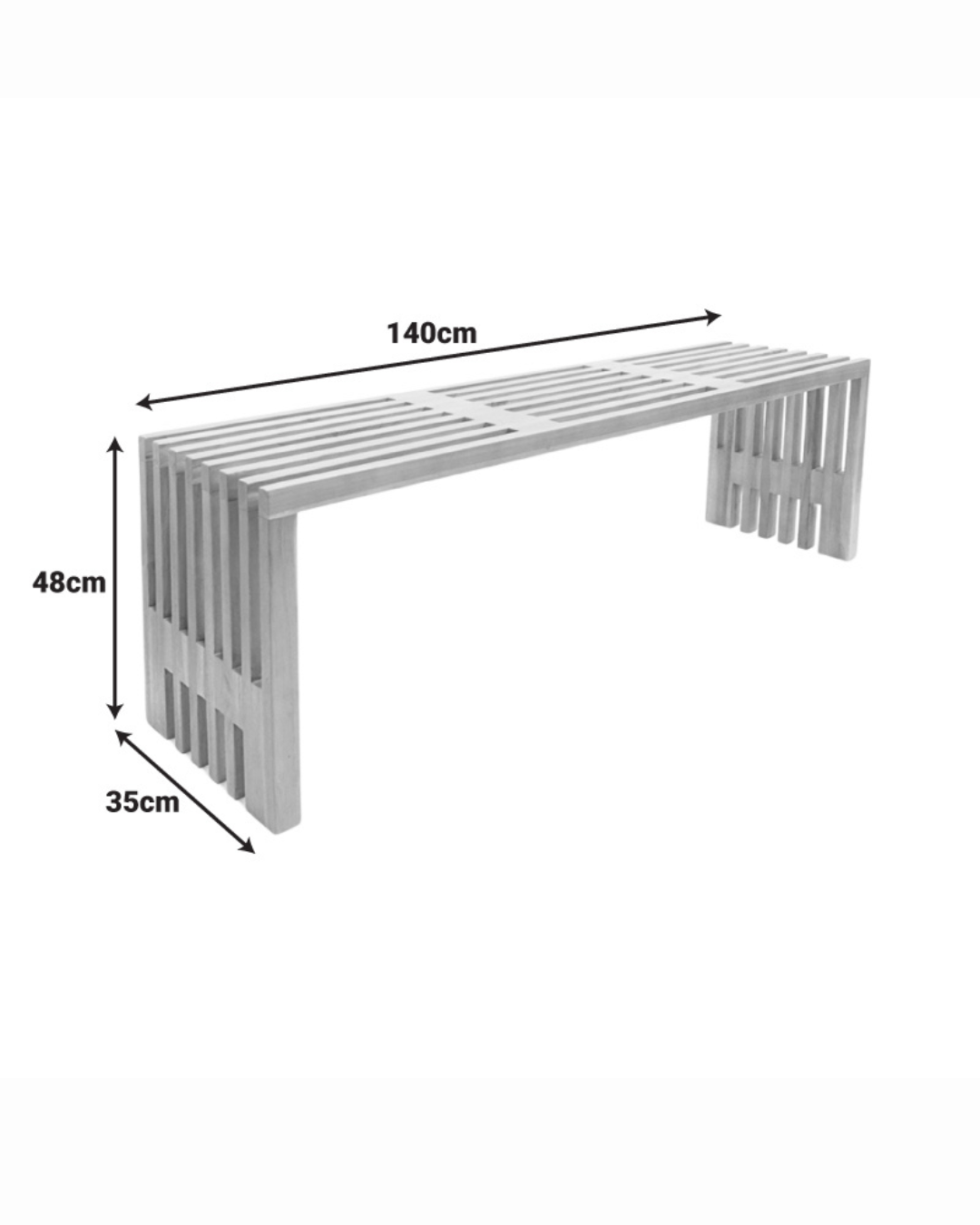 Japandi Organic Παγκάκι Μασίφ Ξύλο Teak 140cm Φυσικό - Image 7
