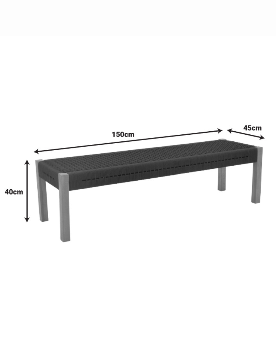 Japandi Παγκάκι Teak & Συνθετικό Σχοινί 150cm Φυσικό - Image 7