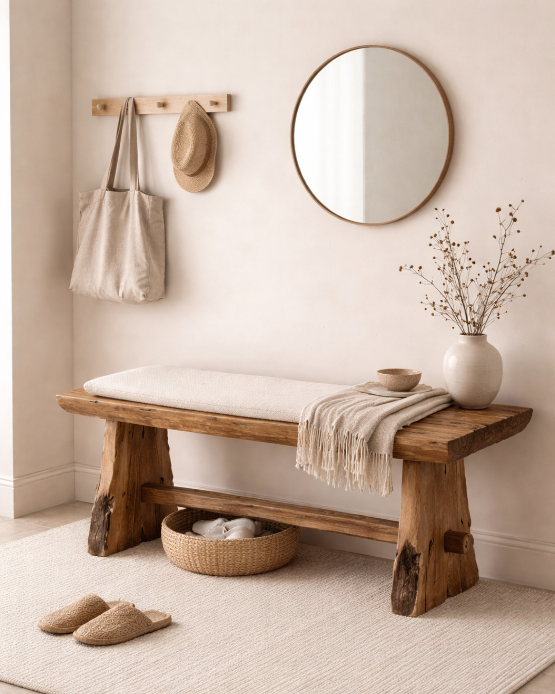 Rustic Organic Παγκάκι Μασίφ Ξύλο Teak 80cm Καφέ - Image 2