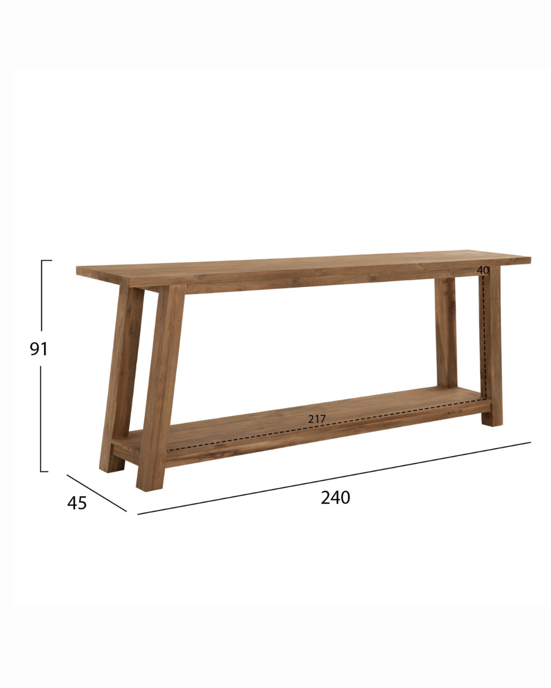 Natural Rustic Κονσόλα από Μασίφ Ανακυκλωμένο Ξύλο Teak 240 cm - Image 8