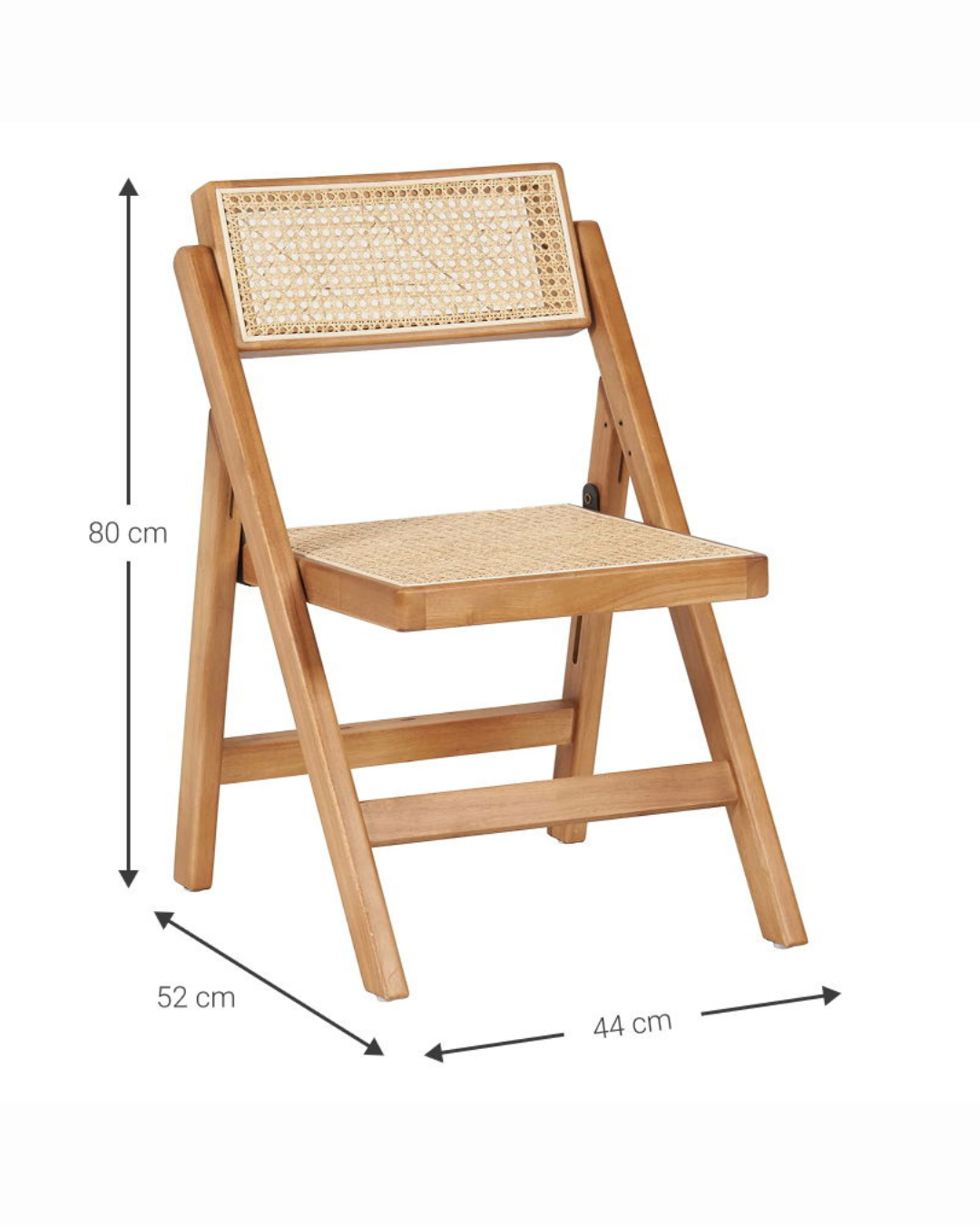 Boho Πτυσσόμενη Καρέκλα από Μασίφ Ξύλο & Φυσικό Rattan 44cm Φυσικό - Image 8