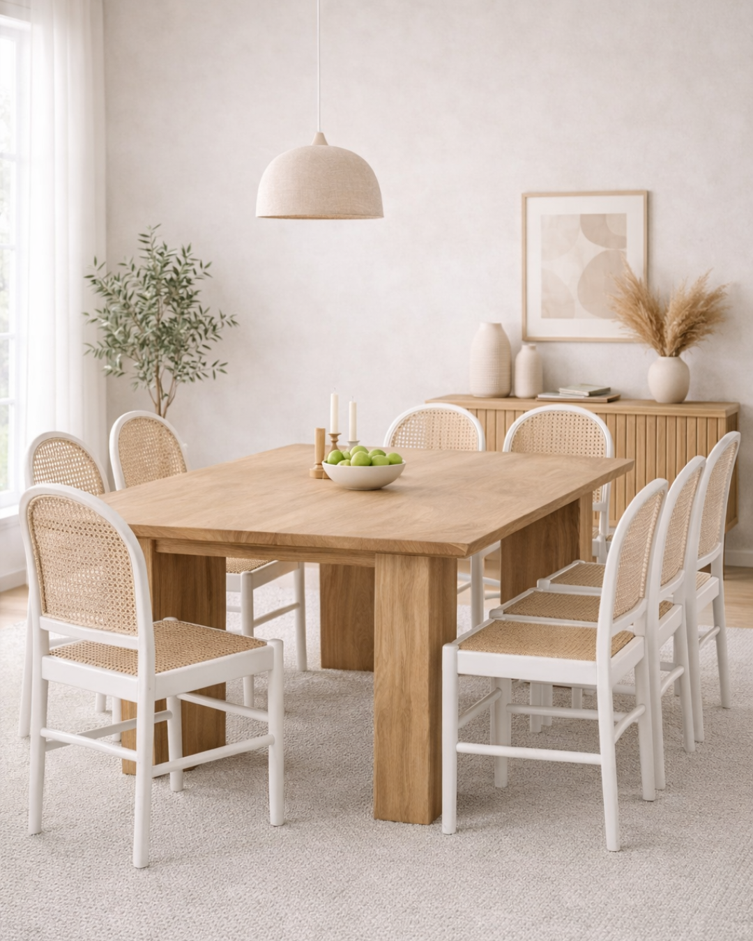 French Bistro Καρέκλα από Μασίφ Οξιά & Rattan 43cm Λευκό - Image 2
