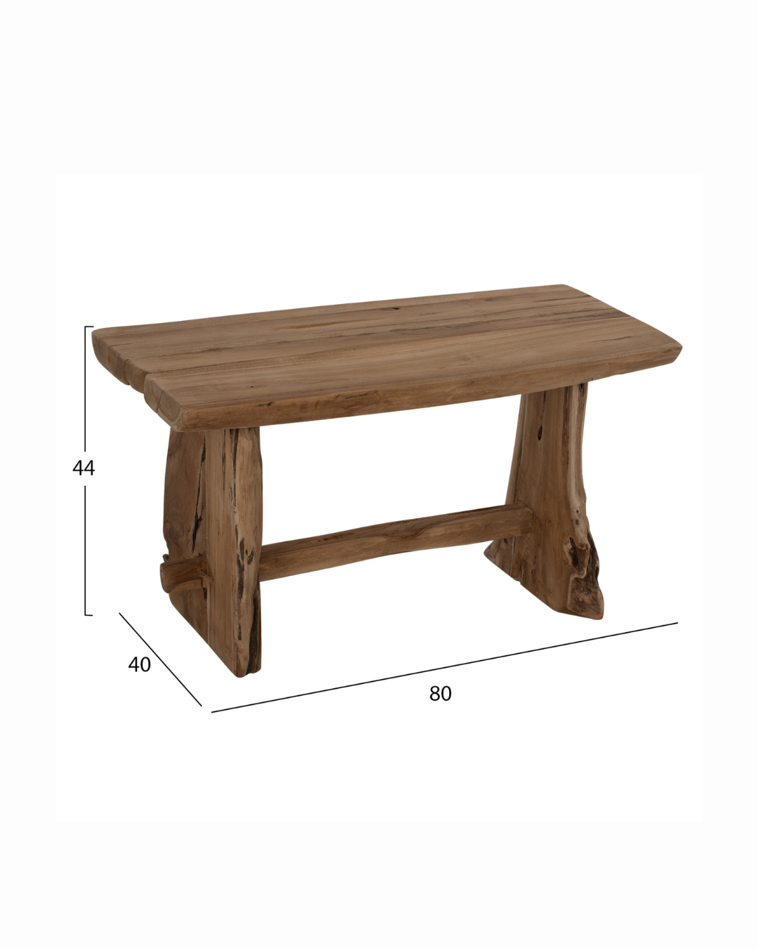 Rustic Organic Παγκάκι Μασίφ Ξύλο Teak 80cm Καφέ - Image 8