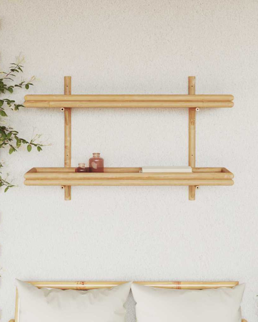 Modern Natural Ραφιέρα Τοίχου 3 Μεγέθη από Μπαμπού 100cm - Image 4