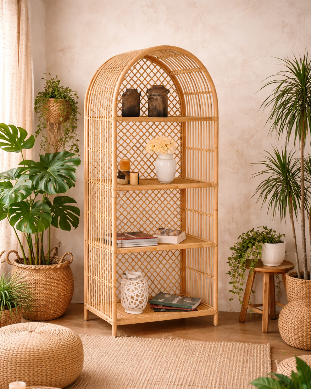 Boho Natural Ραφιέρα από Φυσικό Rattan 182cm - Image 2