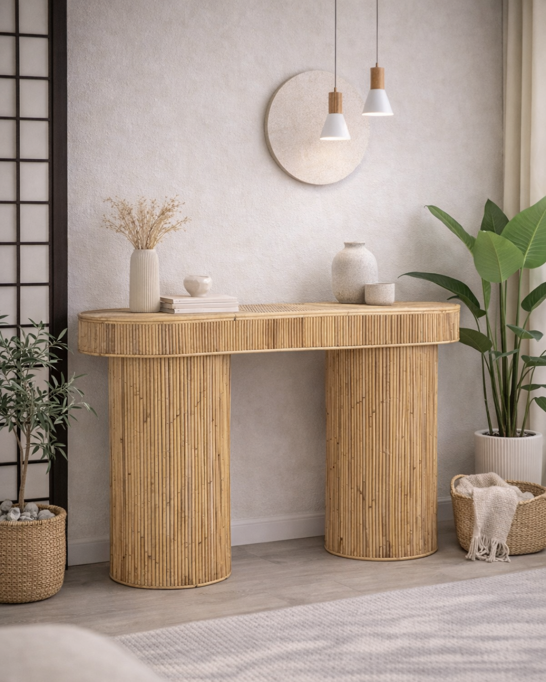 Bohemian Κονσόλα Οβάλ από Φυσικό Rattan 110 cm - Image 2