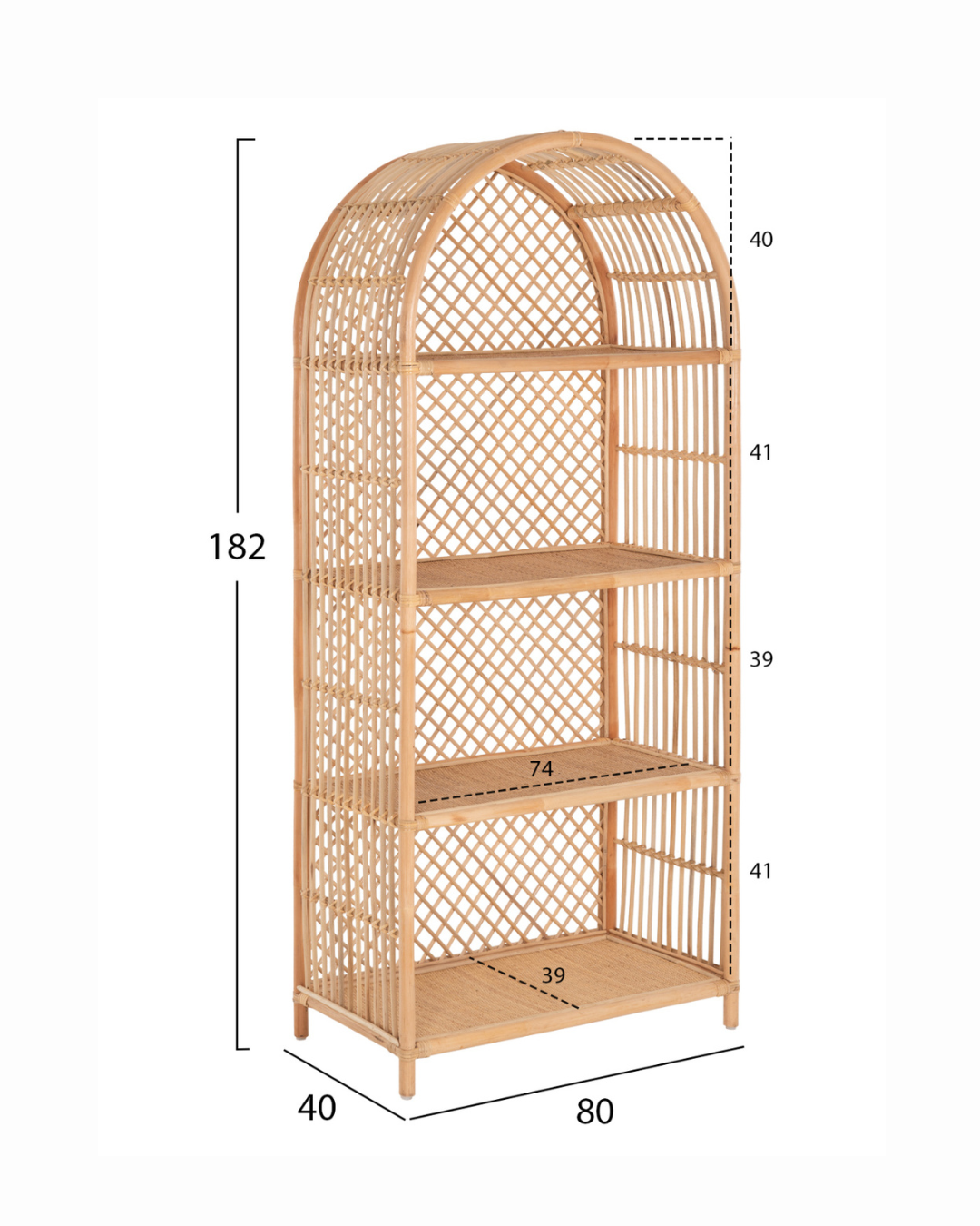Boho Natural Ραφιέρα από Φυσικό Rattan 182cm - Image 9