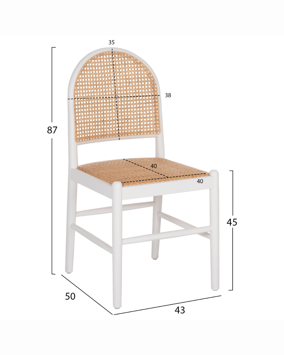 French Bistro Καρέκλα από Μασίφ Οξιά & Rattan 43cm Λευκό - Image 9